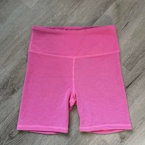 Pink waffle knit biker shorts